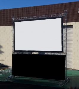 10 Foot indoor or outdoor cinema screen available for rent.