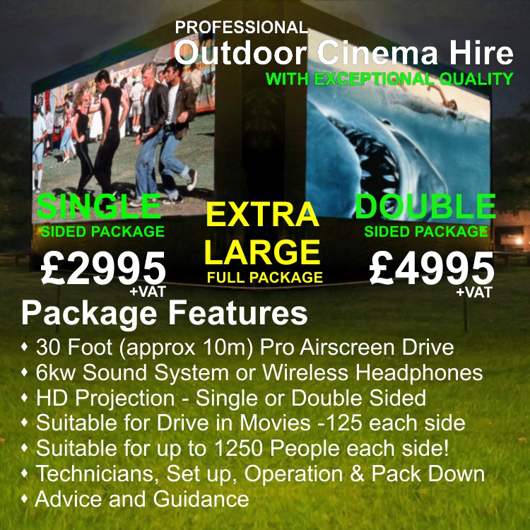 Book our Extra Large Outdoor Cinema